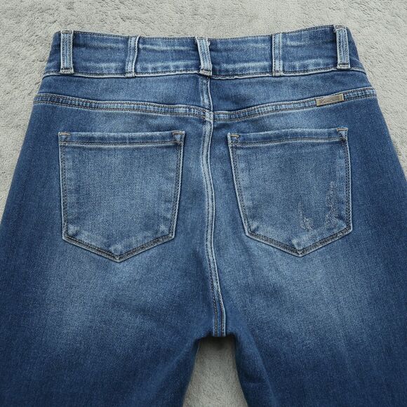 KanCan Jeans Junior's Size 7/27 Blue High-Rise Straight 28" Inseam Distressed - Picture 11 of 15